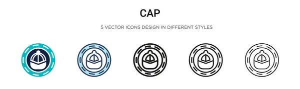 Значок Cap Заполнен Тонкая Линия Контур Стиль Штриха Векторная Иллюстрация — стоковый вектор