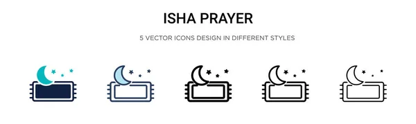 Иша Икона Молитвы Заполненной Тонкой Линии Очертания Стиль Штриха Векторная — стоковый вектор