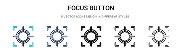 Icône Bouton Mise Point Dans Rempli Ligne Mince Contour Style — Image vectorielle