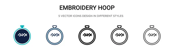 Вышивка Обруч Значок Заполненной Тонкой Линии Очертания Стиль Штриха Векторная — стоковый вектор