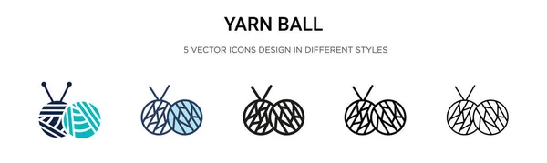 Иконка Пряжи Мяча Заполненной Тонкой Линии Контур Стиль Штриха Векторная — стоковый вектор