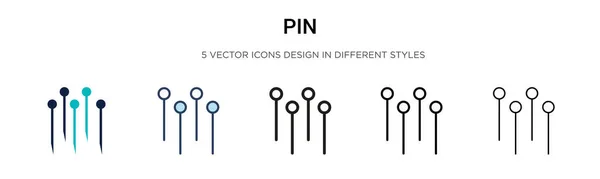 Pin Icon Filled Thin Line Outline Stroke Style Векторная Иллюстрация — стоковый вектор