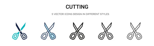 Cutting Icon Filled Thin Line Outline Stroke Style Vector Illustration — Stock Vector