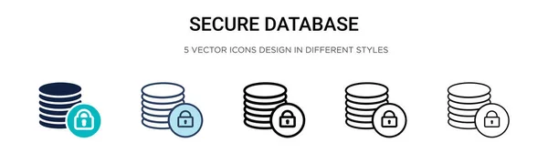 Secure Database Icon Filled Thin Line Outline Stroke Style Vector — Stock Vector