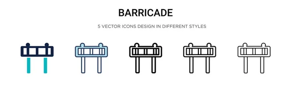 Значок Баррикады Заполнен Тонкая Линия Контур Стиль Штриха Векторная Иллюстрация — стоковый вектор