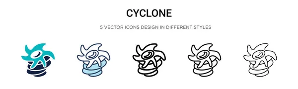 Значок Циклона Заполненный Тонкая Линия Контур Стиль Штриха Векторная Иллюстрация — стоковый вектор