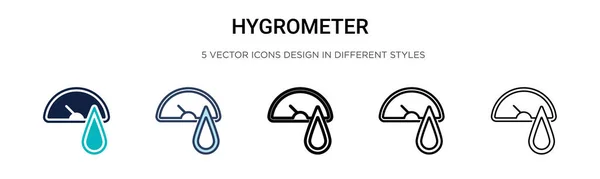 Icône Hygromètre Forme Trait Contour Trait Illustration Vectorielle Deux Icônes — Image vectorielle