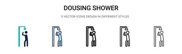 Dousing Shower Icon Filled Thin Line Outline Stroke Style Vector — Stock Vector