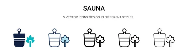 Зеленая Сауна Иконка Заполненной Тонкой Линии Контур Стиль Штриха Векторная — стоковый вектор