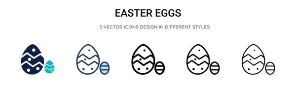 Icono Huevos Pascua Línea Llena Delgada Contorno Estilo Trazo Ilustración — Archivo Imágenes Vectoriales