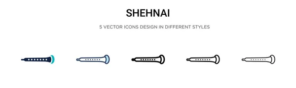 Иконка Shehnai Заполнена Тонкая Линия Контур Стиль Штриха Векторная Иллюстрация — стоковый вектор