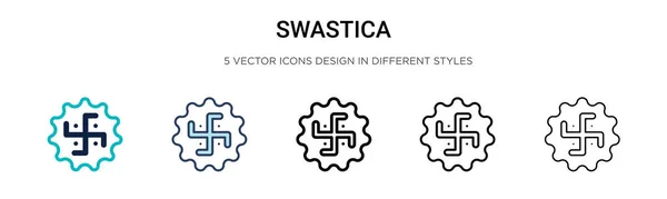 Иконка Swastica Заполнена Тонкая Линия Контур Стиль Штриха Векторная Иллюстрация — стоковый вектор