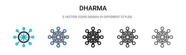 Иконка Дхармы Заполнена Тонкая Линия Контур Стиль Штриха Векторная Иллюстрация — стоковый вектор