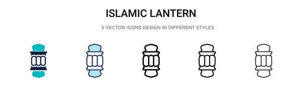 Иконка Исламского Фонаря Заполненная Тонкая Линия Контур Стиль Штриха Векторная — стоковый вектор