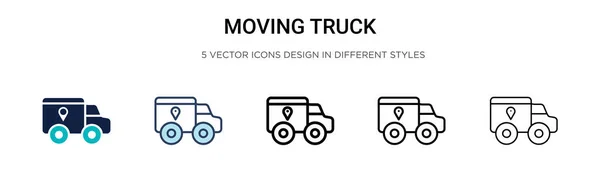 Icono Camión Móvil Línea Llena Delgada Contorno Estilo Carrera Ilustración — Archivo Imágenes Vectoriales