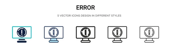 Error Icon Filled Thin Line Outline Stroke Style Vector Illustration — Stock Vector