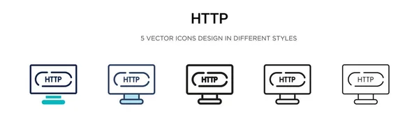 Icono Http Línea Llena Delgada Contorno Estilo Trazo Ilustración Vectorial — Archivo Imágenes Vectoriales