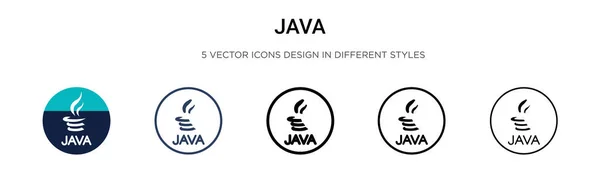 Java Ikon Kitöltött Vékony Vonal Körvonal Stroke Stílusban Vektor Illusztráció — Stock Vector