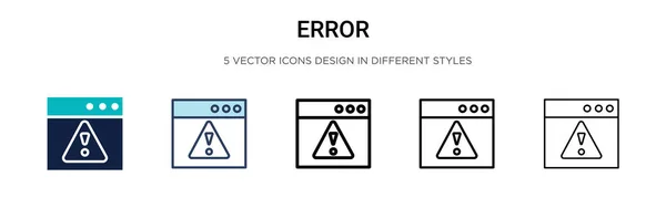 Error Icon Filled Thin Line Outline Stroke Style Vector Illustration — Stock Vector