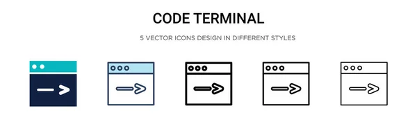 Icono Terminal Código Línea Llena Delgada Contorno Estilo Trazo Ilustración — Archivo Imágenes Vectoriales