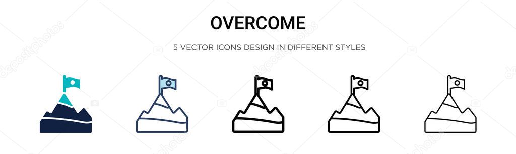 Overcome icon in filled, thin line, outline and stroke style. Vector illustration of two colored and black overcome vector icons designs can be used for mobile, ui, web