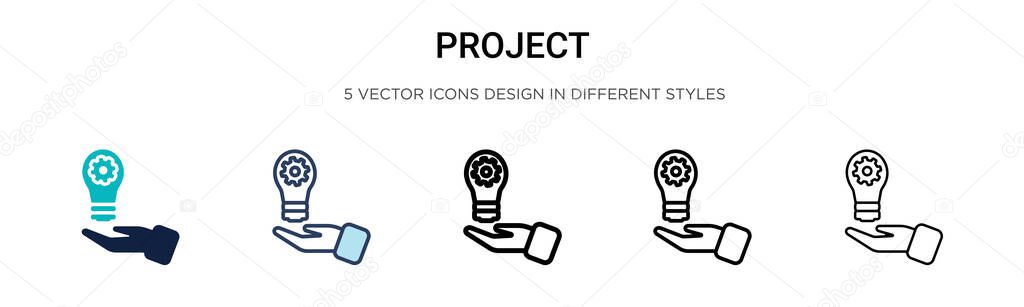 Project icon in filled, thin line, outline and stroke style. Vector illustration of two colored and black project vector icons designs can be used for mobile, ui, web