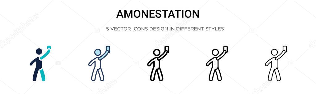 Amonestation icon in filled, thin line, outline and stroke style. Vector illustration of two colored and black amonestation vector icons designs can be used for mobile, ui, web