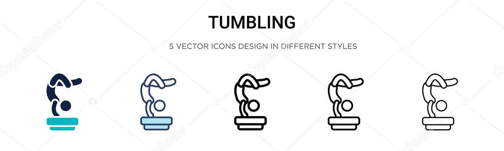 Tumbling icon in filled, thin line, outline and stroke style. Vector illustration of two colored and black tumbling vector icons designs can be used for mobile, ui, web
