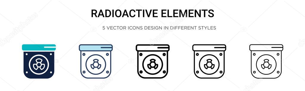 Radioactive elements icon in filled, thin line, outline and stroke style. Vector illustration of two colored and black radioactive elements vector icons designs can be used for mobile, ui, web