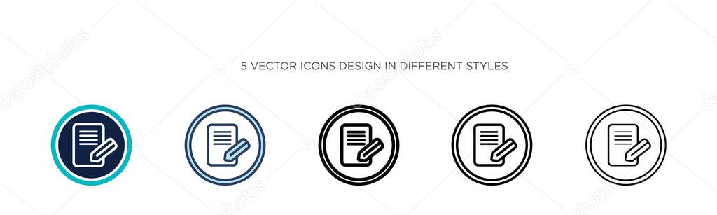 Signing icon in filled, thin line, outline and stroke style. Vector illustration of two colored and black signing vector icons designs can be used for mobile, ui, web