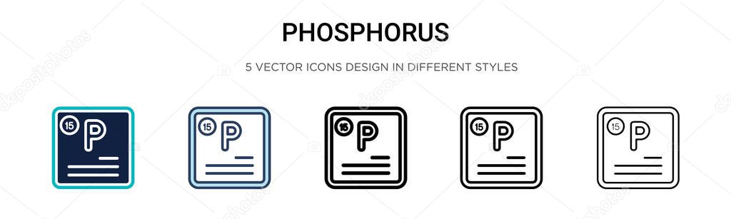 Phosphorus icon in filled, thin line, outline and stroke style. Vector illustration of two colored and black phosphorus vector icons designs can be used for mobile, ui, web