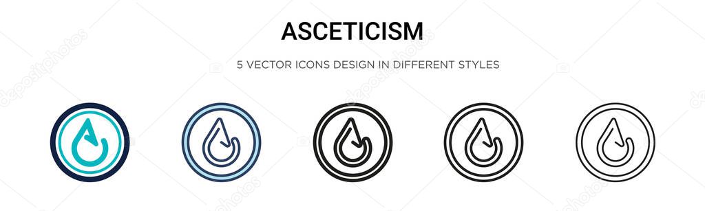 Asceticism icon in filled, thin line, outline and stroke style. Vector illustration of two colored and black asceticism vector icons designs can be used for mobile, ui, web