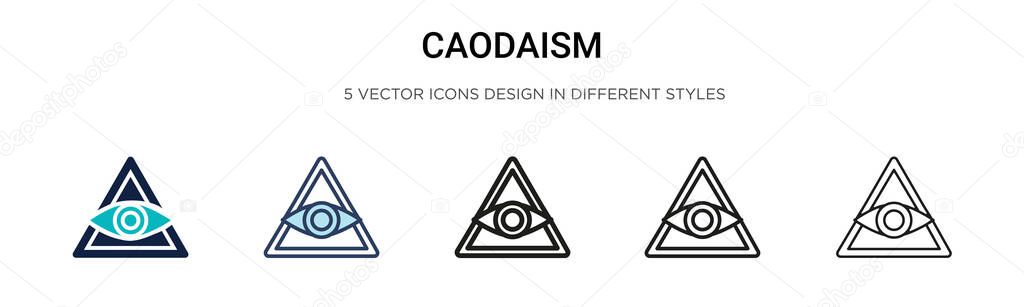 Ikon Caodaisme Dalam Isian Garis Tipis Garis Besar Dan Gaya Grafik Vektor