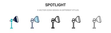 Spot ışığı simgesi doldurulmuş, ince çizgi, özet ve vuruş stili. Mobil, ui, web için iki renkli ve siyah spot ışığı vektör ikonu tasarımı vektör illüstrasyonu kullanılabilir