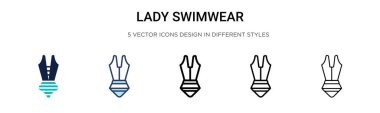 Kadın mayo ikonu dolu, ince çizgi, özet ve vuruş stili. Mobil, ui, web için iki renkli ve siyah kadın mayo vektör ikonu tasarımı vektör illüstrasyonu kullanılabilir