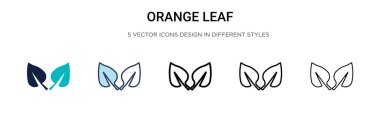Portakal yaprağı simgesi doldurulmuş, ince çizgi, ana hatlar ve vuruş stili. Mobil, ui, web için iki renkli ve siyah turuncu yaprak vektör ikonu tasarımı vektör illüstrasyonu kullanılabilir
