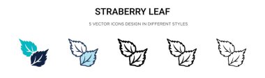 Straberry yaprak ikonu dolu, ince çizgi, özet ve vuruş stili. Mobil, ui, web için iki renkli ve siyah straberry yaprak vektör ikonu tasarımı vektör illüstrasyonu kullanılabilir