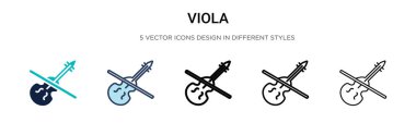 Viola simgesi dolu, ince çizgi, özet ve vuruş stili. İki renkli ve siyah viyola vektör ikonu tasarımı mobil, ui, web için kullanılabilir