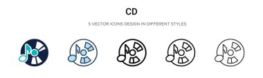 Cd simgesi dolu, ince çizgi, özet ve vuruş stili. Mobil, ui, web için iki renkli ve siyah cd vektör ikonu tasarımı vektör illüstrasyonu kullanılabilir