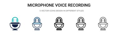 Mikrofon ses kayıt ikonu doldurulmuş, ince çizgi, özet ve vuruş stili. İki renkli ve siyah mikrofon ses kayıt vektör simgesi tasarımı için vektör illüstrasyonuName,