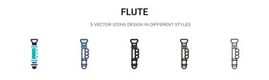 Flüt ikonu dolu, ince çizgi, taslak ve vuruş stili. Mobil, ui, web için iki renkli ve siyah flüt vektör ikonu tasarımı vektör illütü kullanılabilir