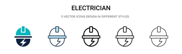 Icono Electricista Línea Llena Delgada Contorno Estilo Trazo Ilustración Vectorial — Vector de stock