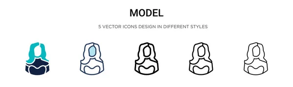 Иконка Модели Заполненная Тонкая Линия Контур Стиль Штриха Векторная Иллюстрация — стоковый вектор