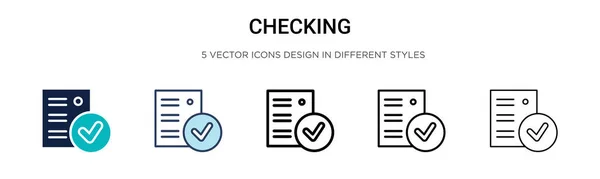 Checking Icon Filled Thin Line Outline Stroke Style Vector Illustration — Stock Vector