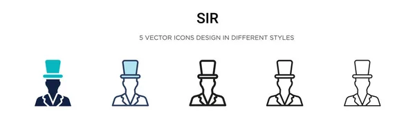 Sir Icon Full Thin Line Outline Stroke Style Векторная Иллюстрация — стоковый вектор