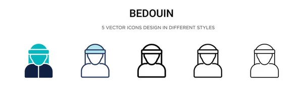 Icono Beduino Línea Llena Delgada Contorno Estilo Trazo Ilustración Vectorial — Vector de stock