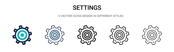 Icono Icono Configuración Línea Llena Delgada Contorno Estilo Trazo Ilustración — Archivo Imágenes Vectoriales