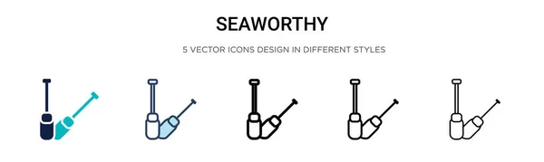 Seaworthy Значок Заполненной Тонкой Линии Контур Стиль Штриха Векторная Иллюстрация — стоковый вектор