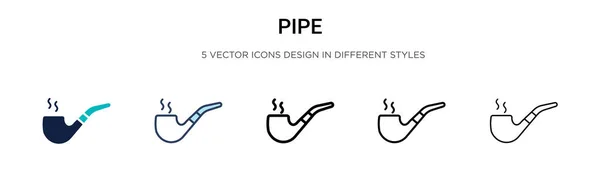 Pipe Icoon Gevulde Dunne Lijn Omtrek Slag Stijl Vector Illustratie — Stockvector