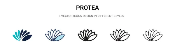 Иконка Protea Заполненной Тонкой Линии Контур Стиль Штриха Векторная Иллюстрация — стоковый вектор